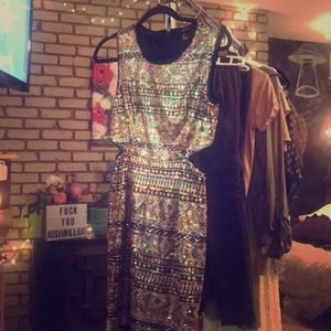 Multi color sequin mini dress